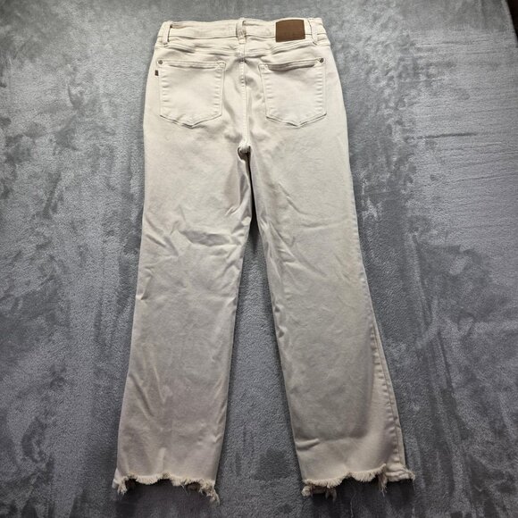 Judy Blue Jeans Womens 13/31 Off White Straight Fit Raw Hem Stretch JB82532C - Picture 2 of 11